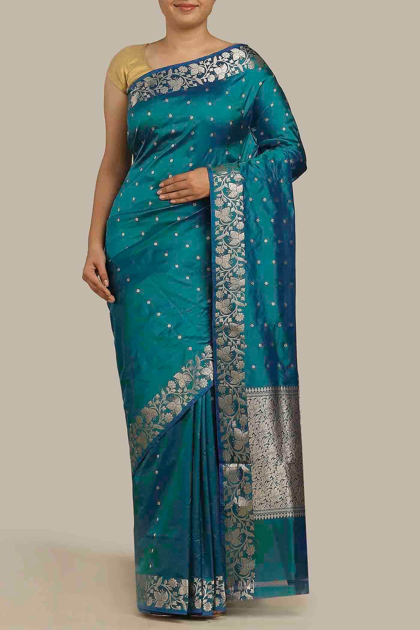 Blue Banarasi Silk Saree