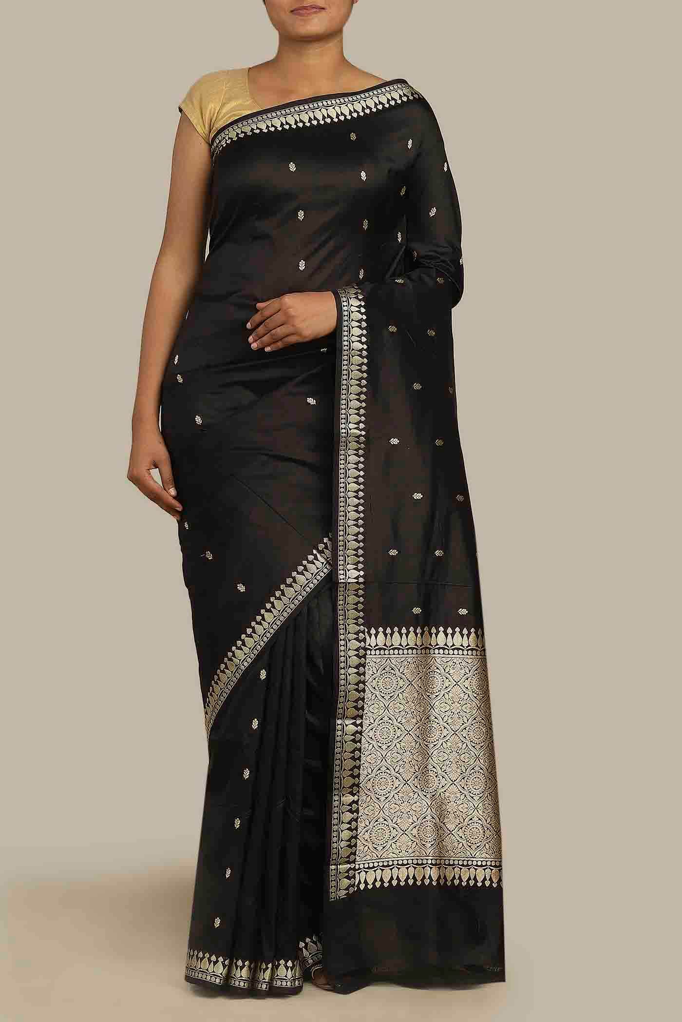 Black Banarasi Katan Silk Saree