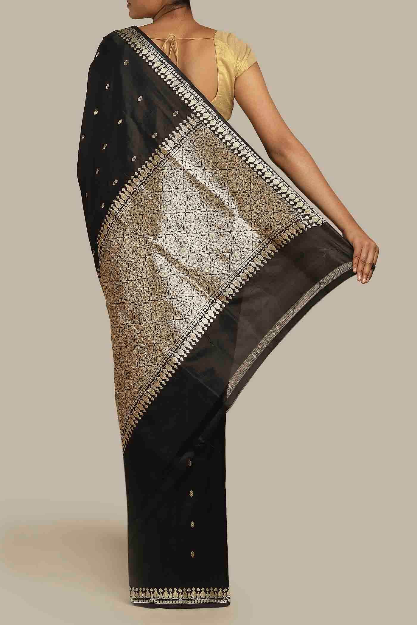 Black Banarasi Katan Silk Saree