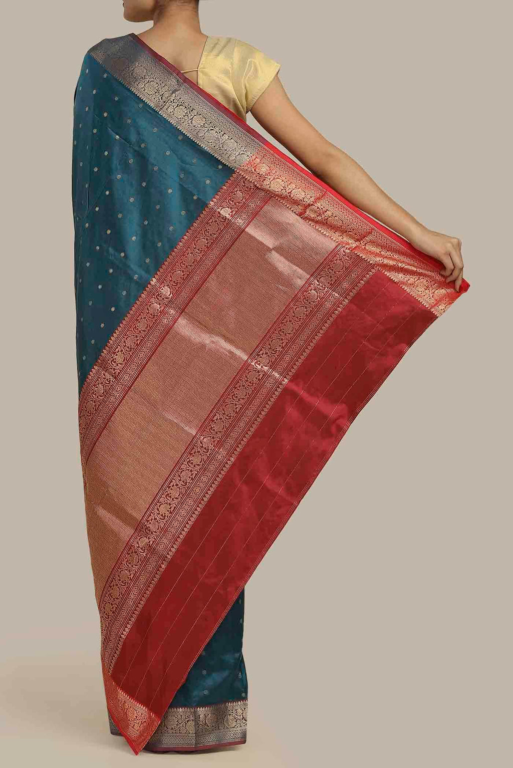 Blue Dual Tone Banarasi Katan Silk Saree