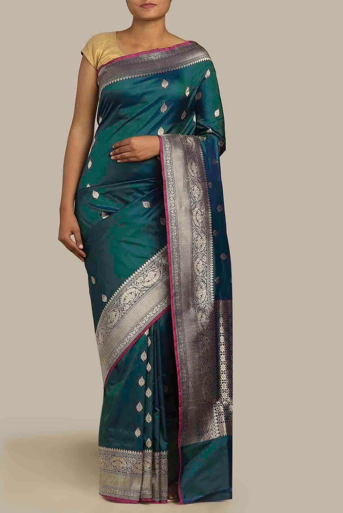 Blue Banarasi Katan Silk Saree