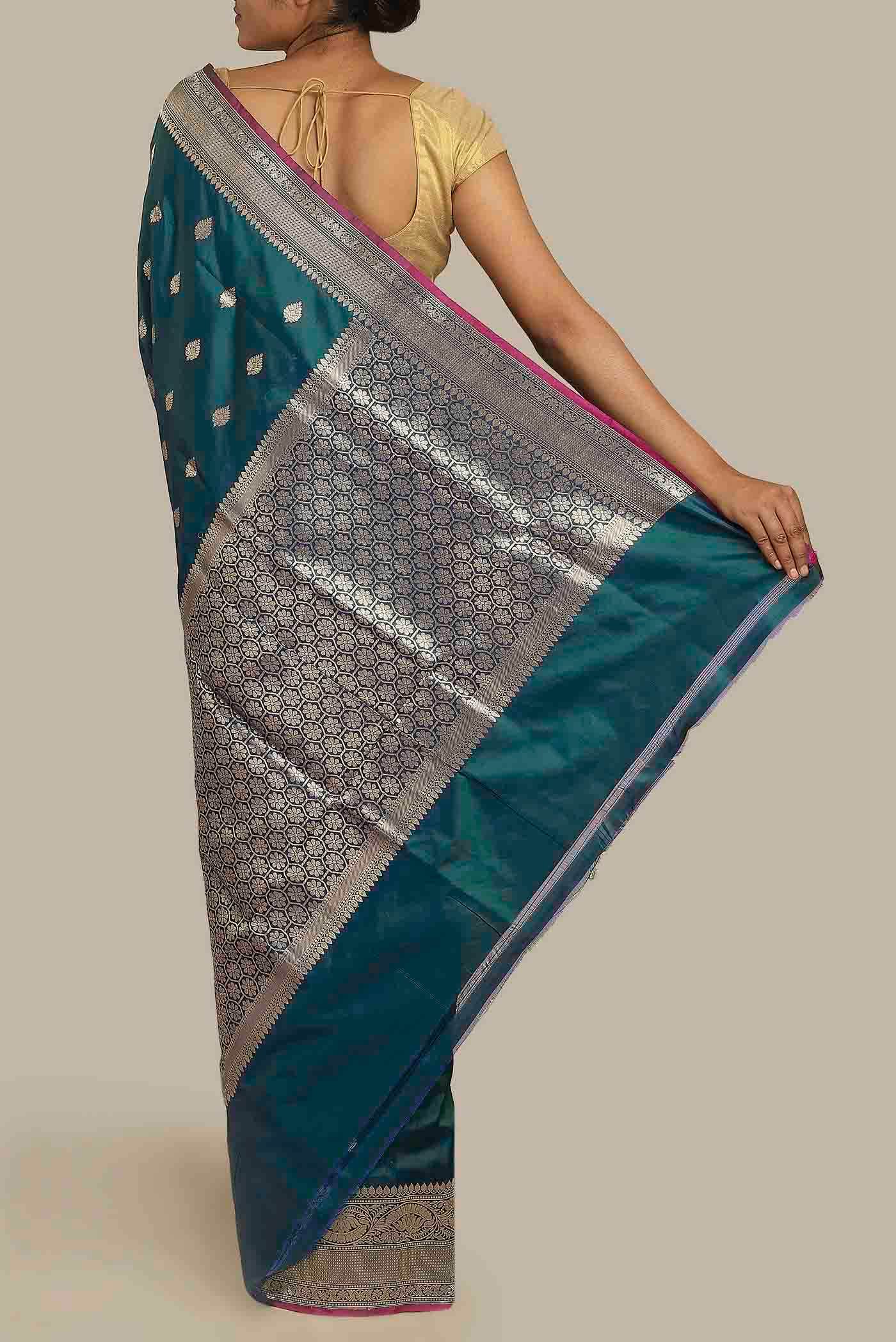 Blue Banarasi Katan Silk Saree