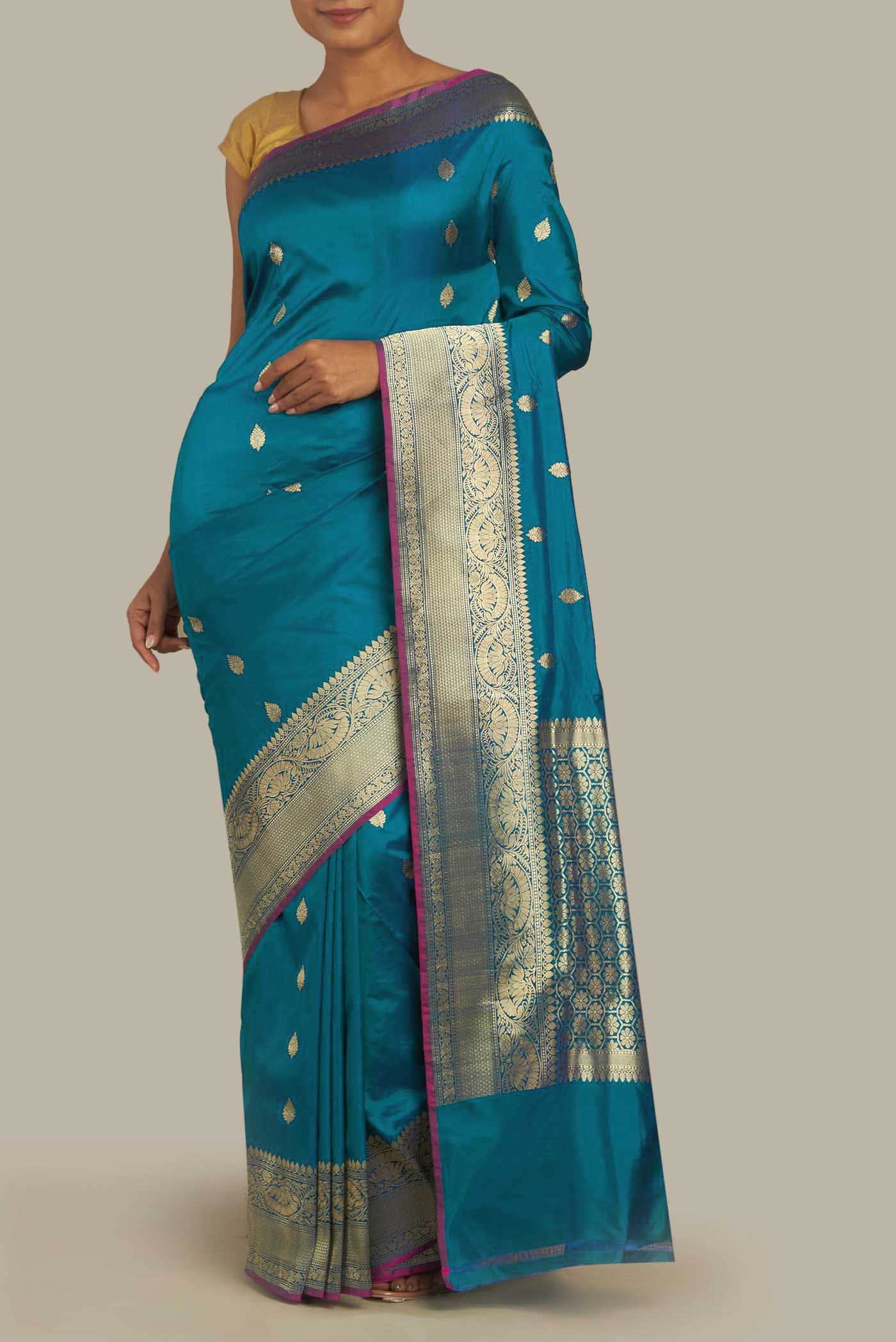 Blue Banarasi Silk Saree