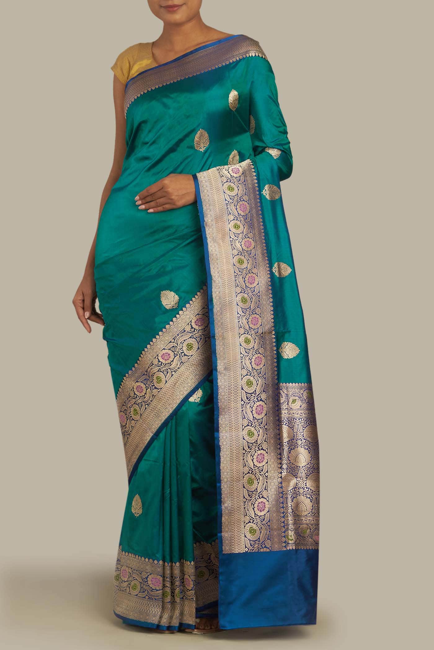 Blue Banarasi Silk Saree