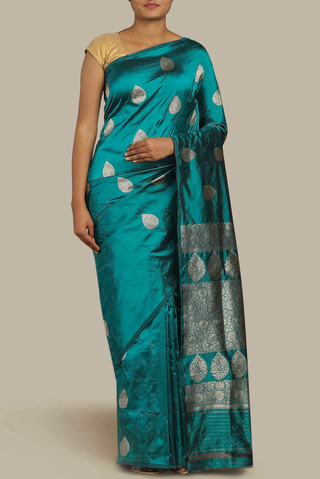 Blue Banarasi Katan Silk Saree