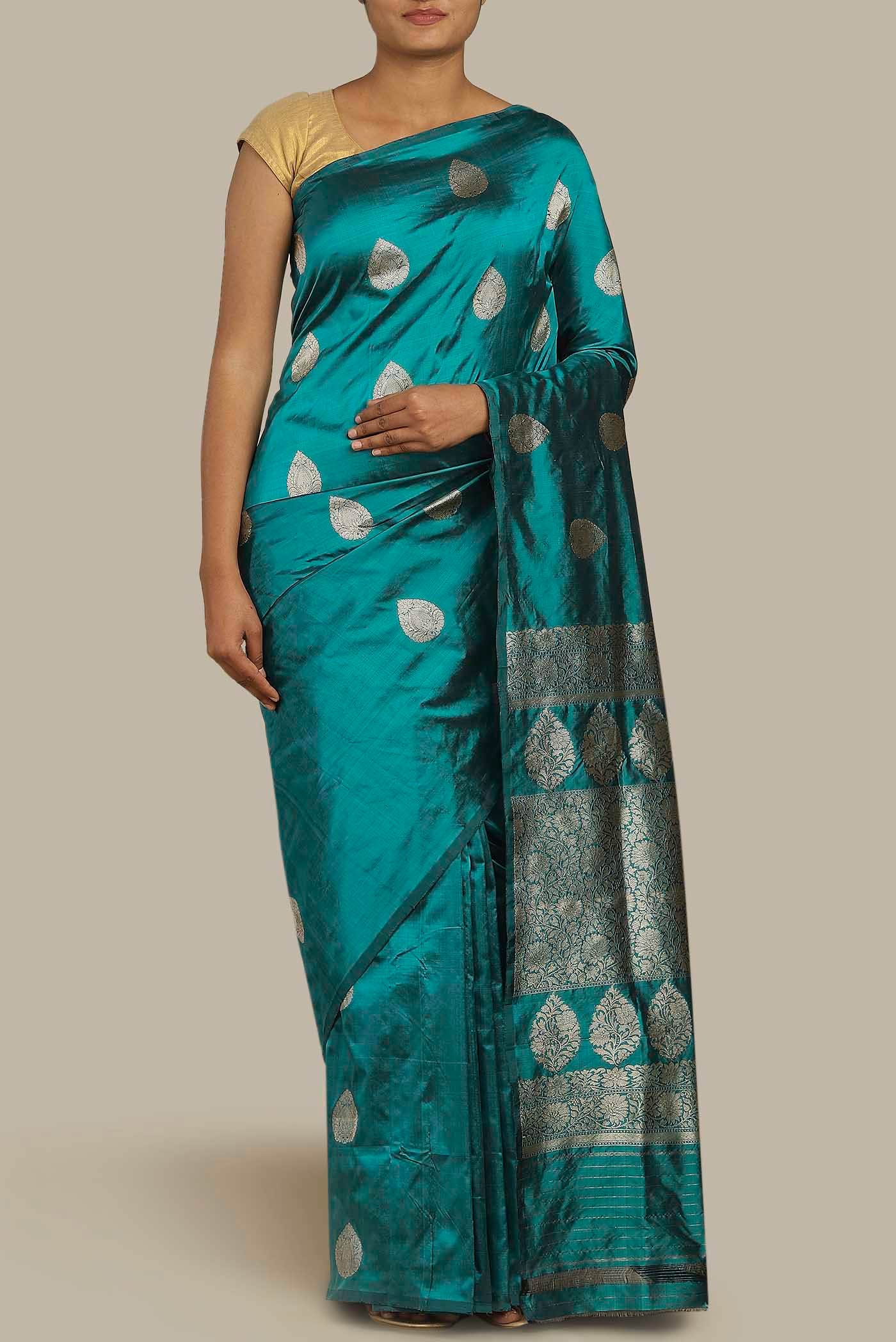 Blue Banarasi Katan Silk Saree