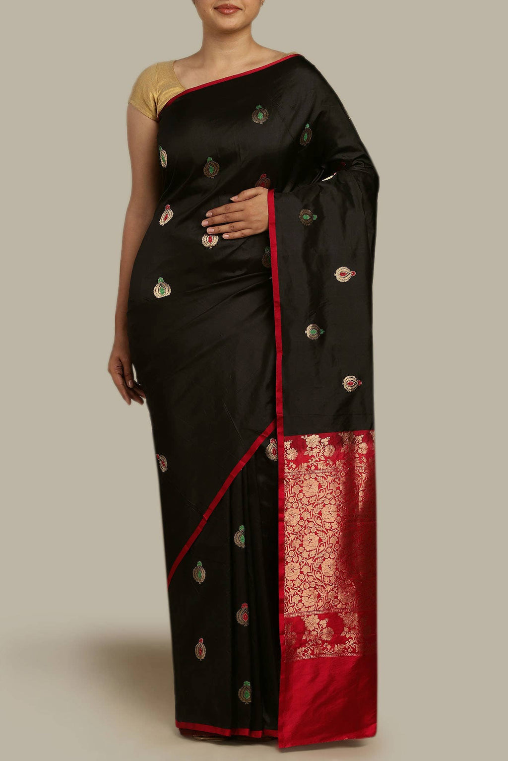 Black Banarasi Katan Silk Saree
