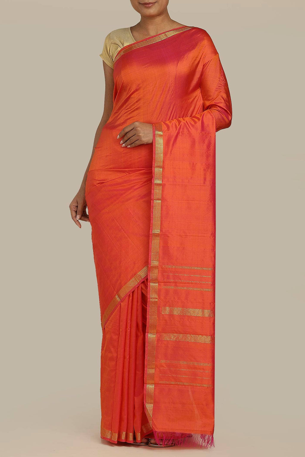 Orange Kanchipuram Silk Saree