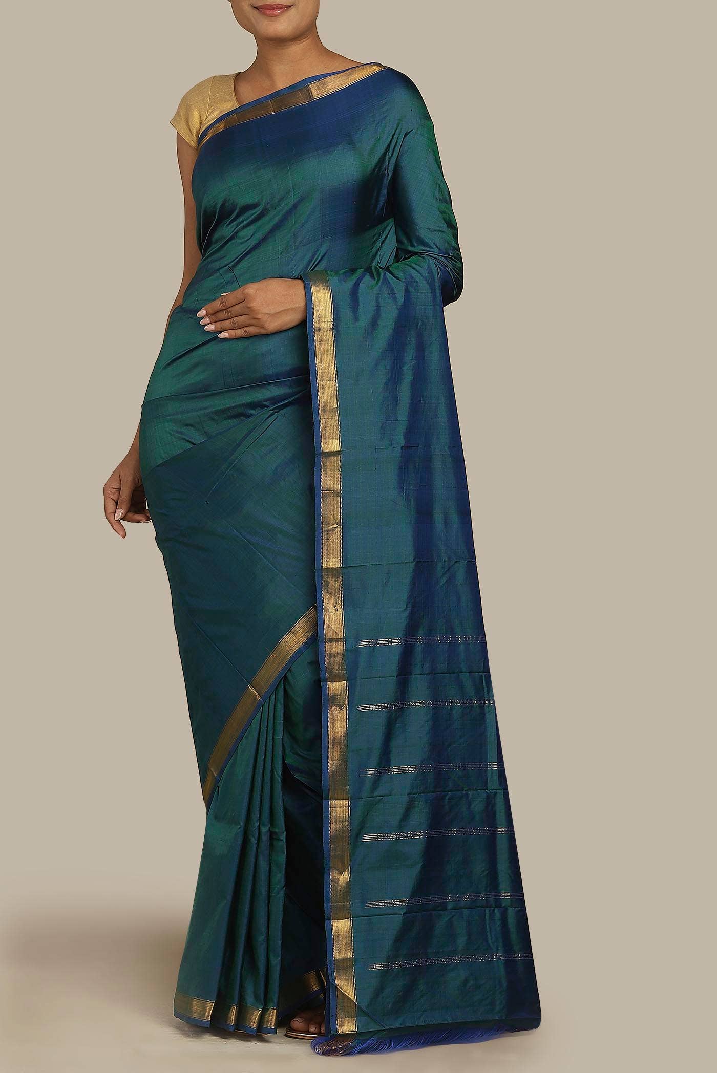 Blue Kanchipuram Silk Saree