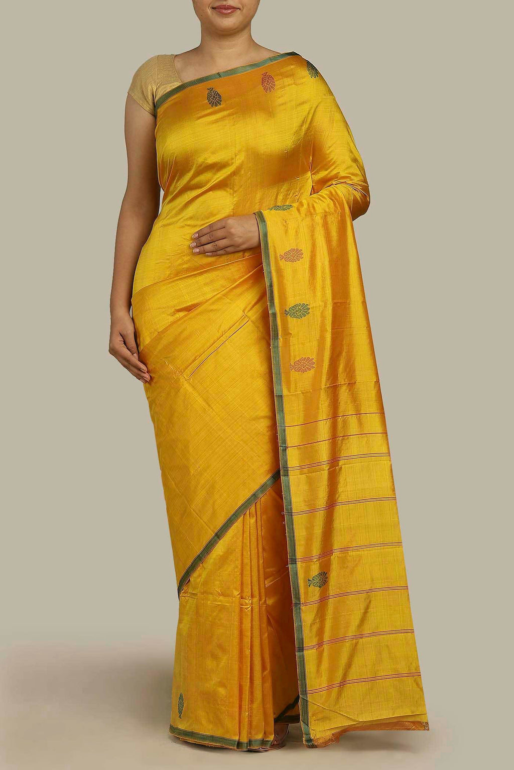 Yellow Kanchipuram Silk Saree