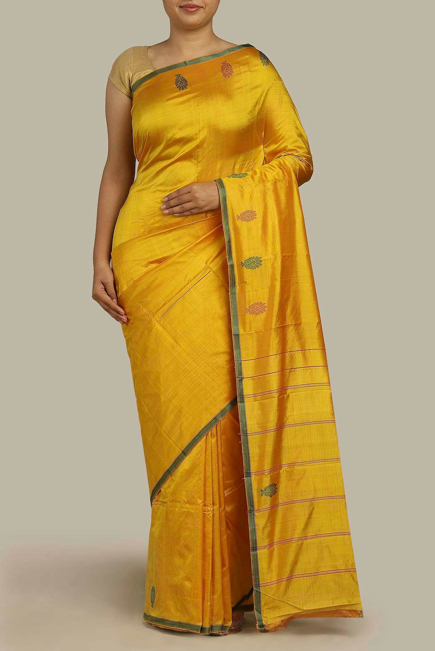Yellow Kanchipuram Silk Saree