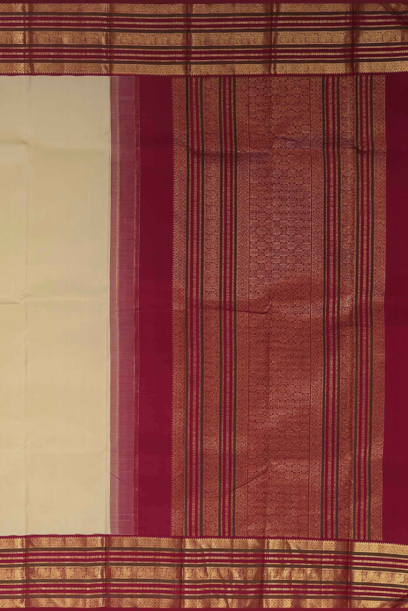 Cream Kanchipuram Silk Saree