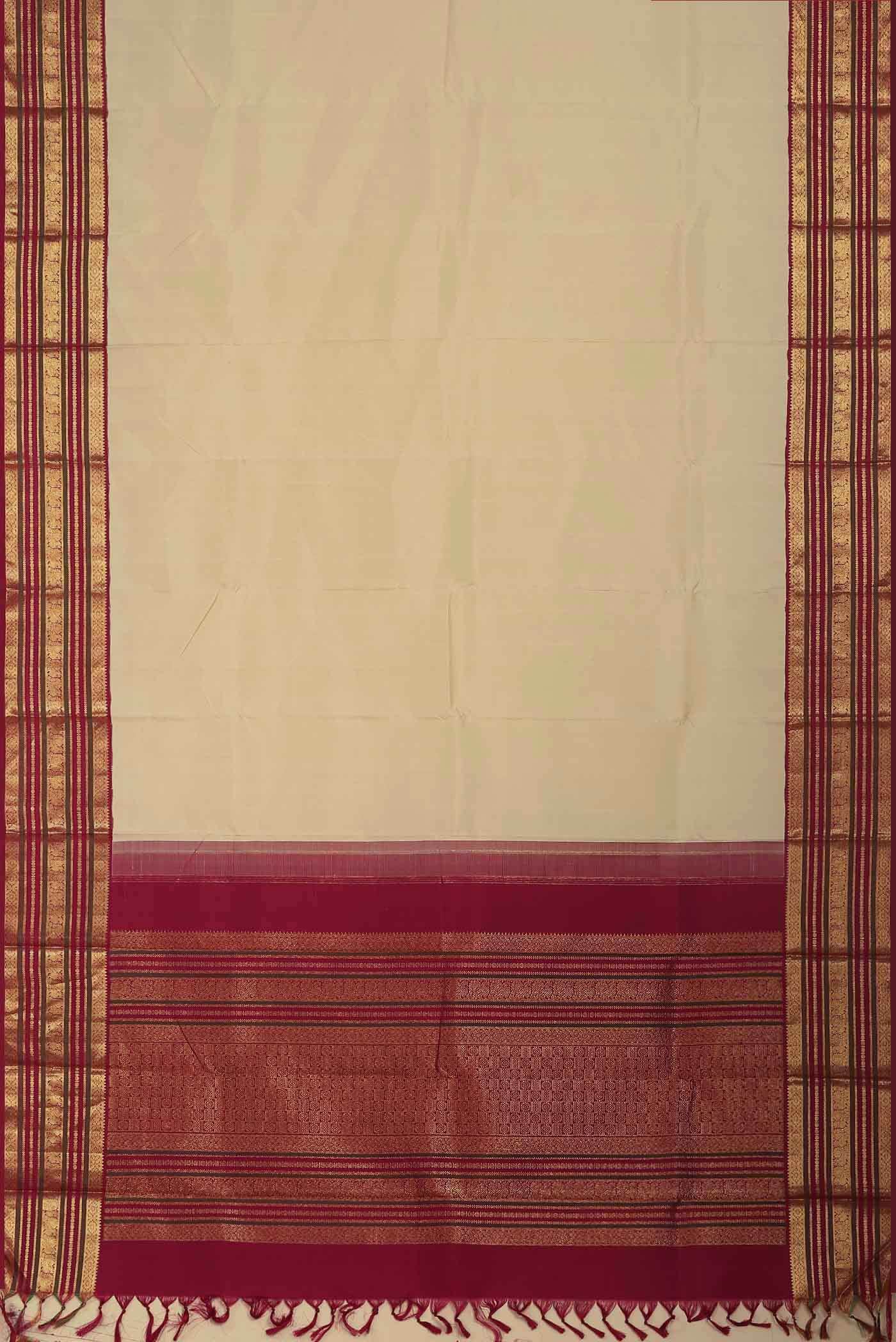 Cream Kanchipuram Silk Saree