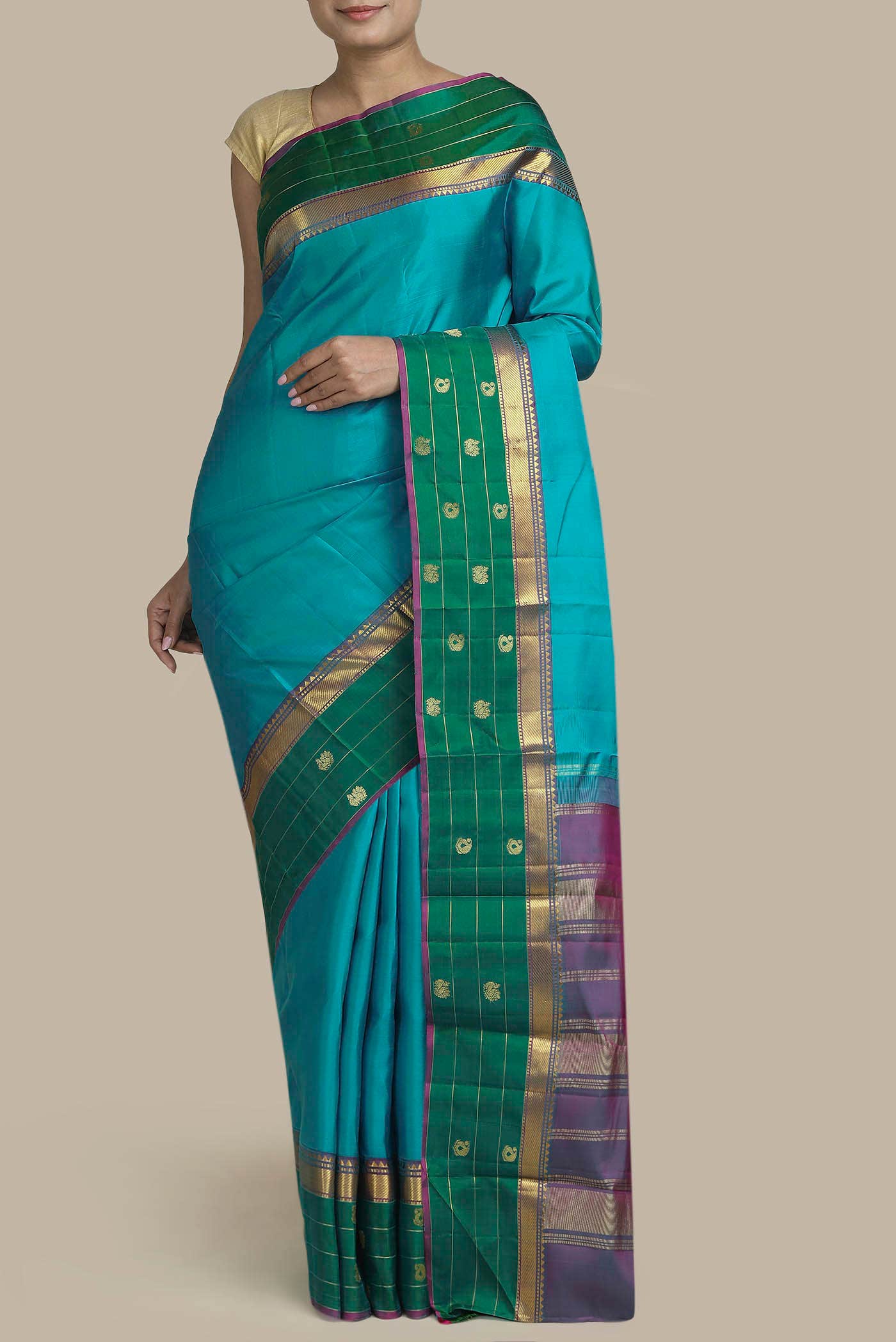 Blue Kanchipuram Silk Saree