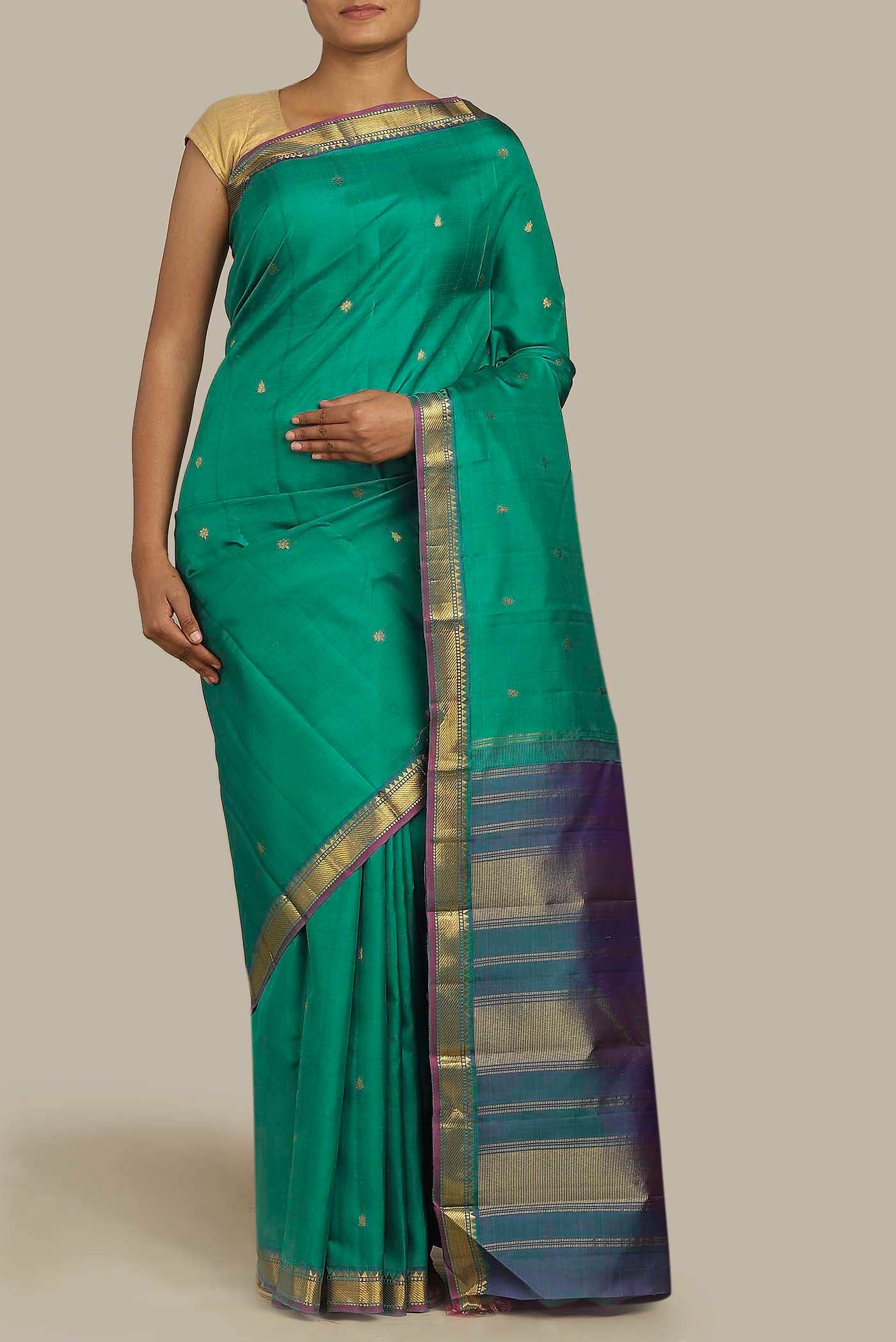 Green Dual Tone Kanchipuram Silk Saree