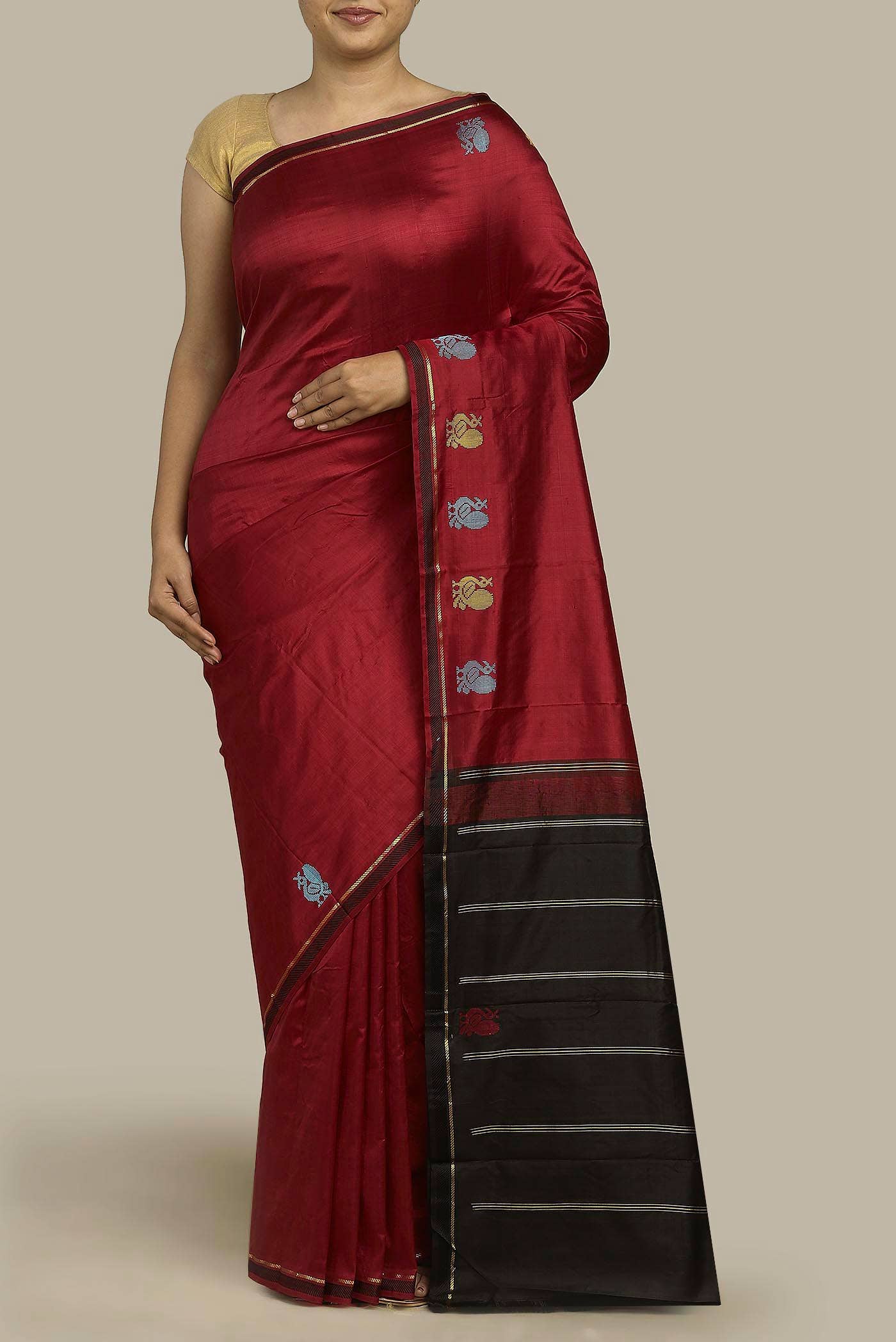 Maroon Kanchipuram Silk Saree