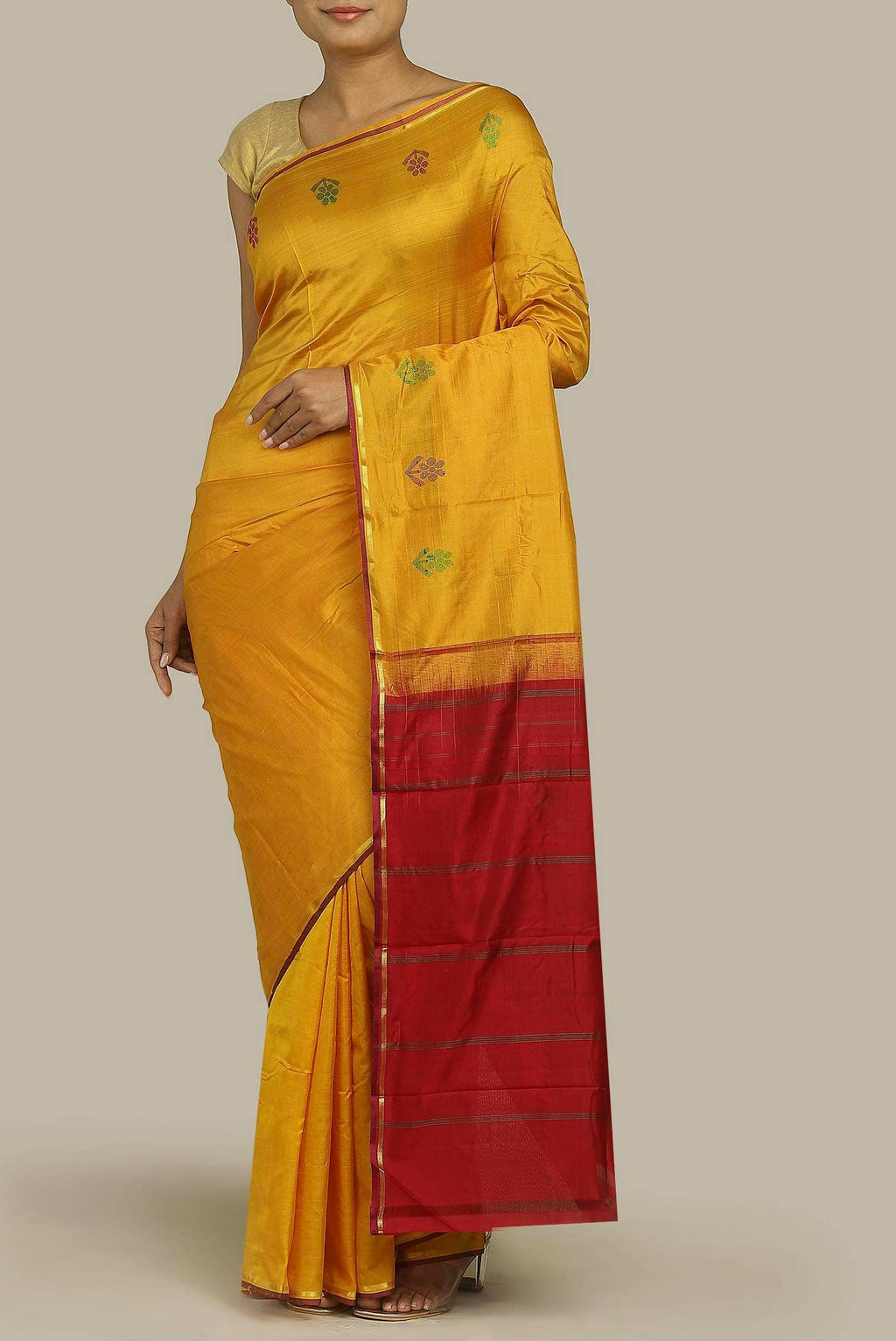 Yellow Kanchipuram Silk Saree