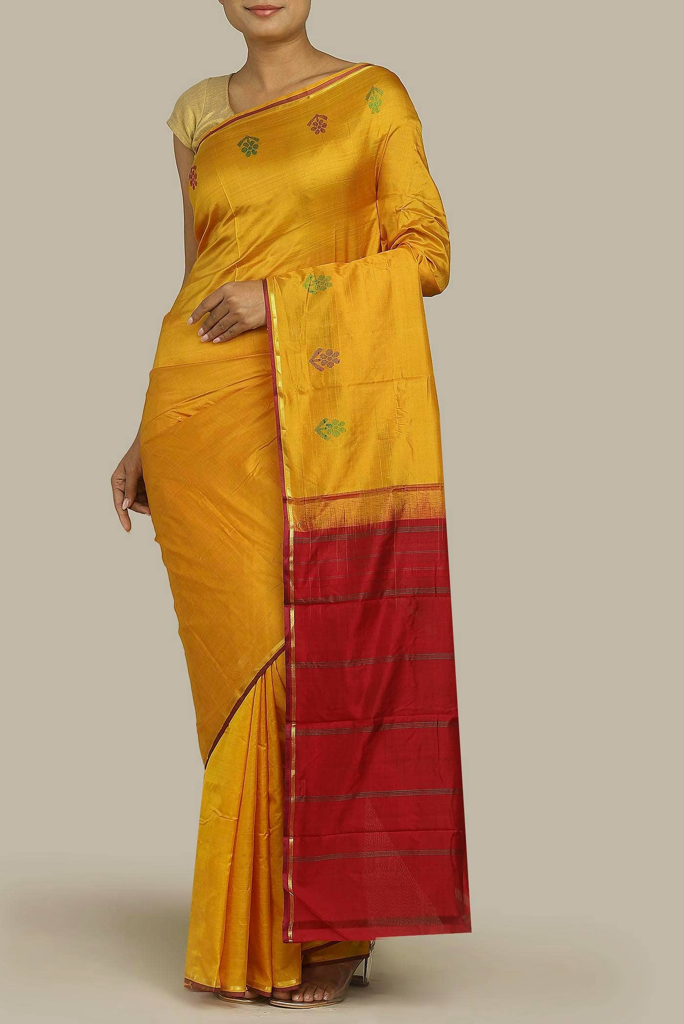 Yellow Kanchipuram Silk Saree