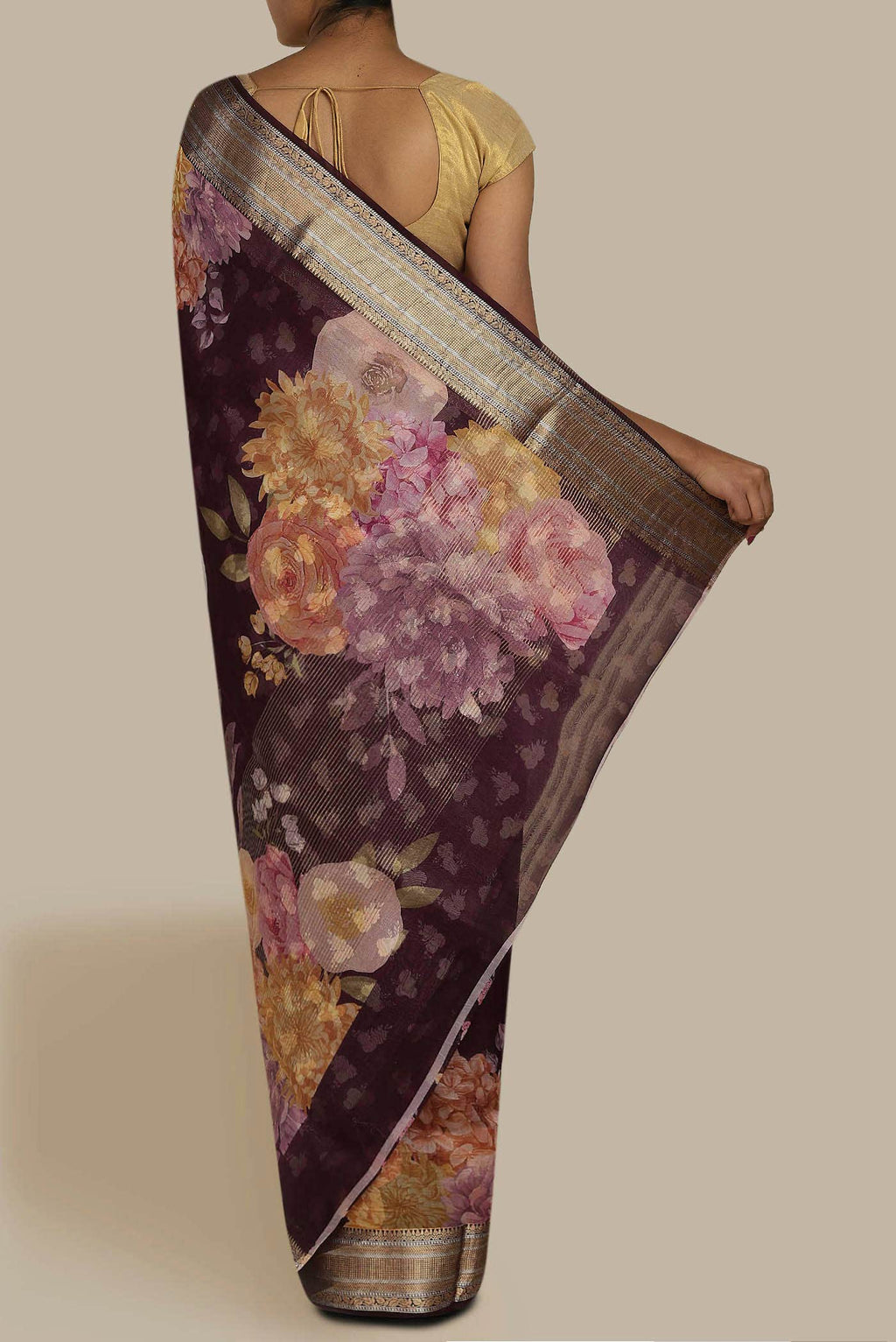 Purple Organza Silk Saree
