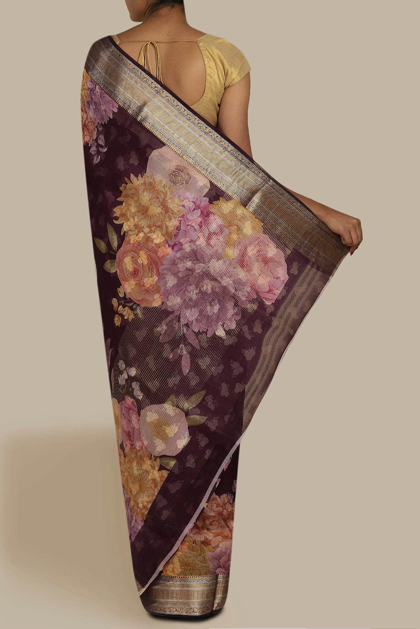 Purple Organza Silk Saree