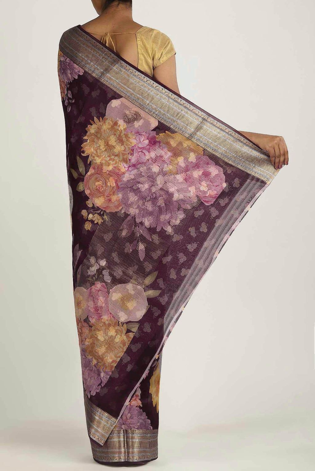 Purple Organza Silk Saree