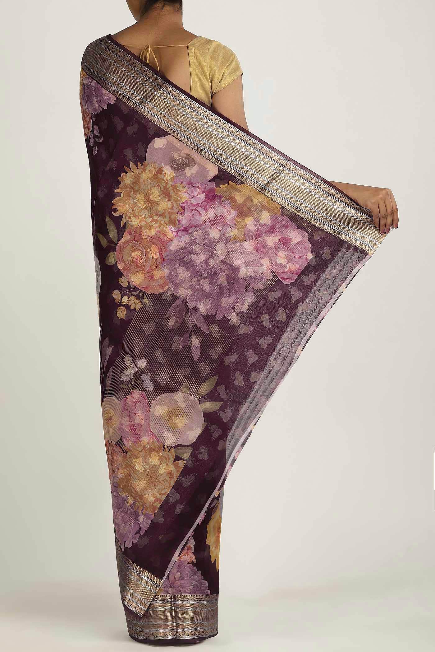 Purple Organza Silk Saree