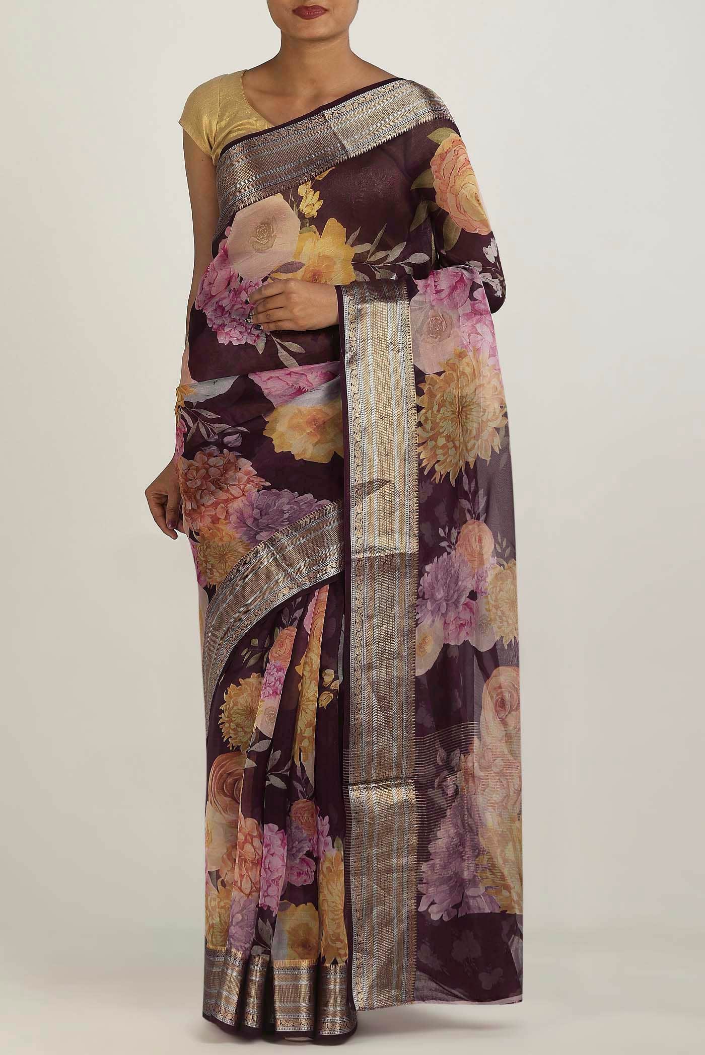 Purple Organza Silk Saree