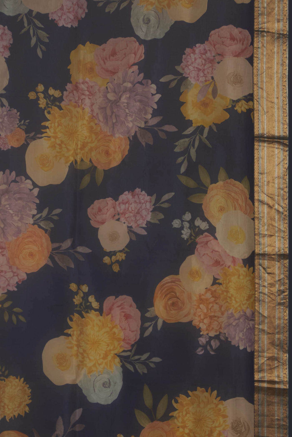 Navy Blue Organza Silk Saree