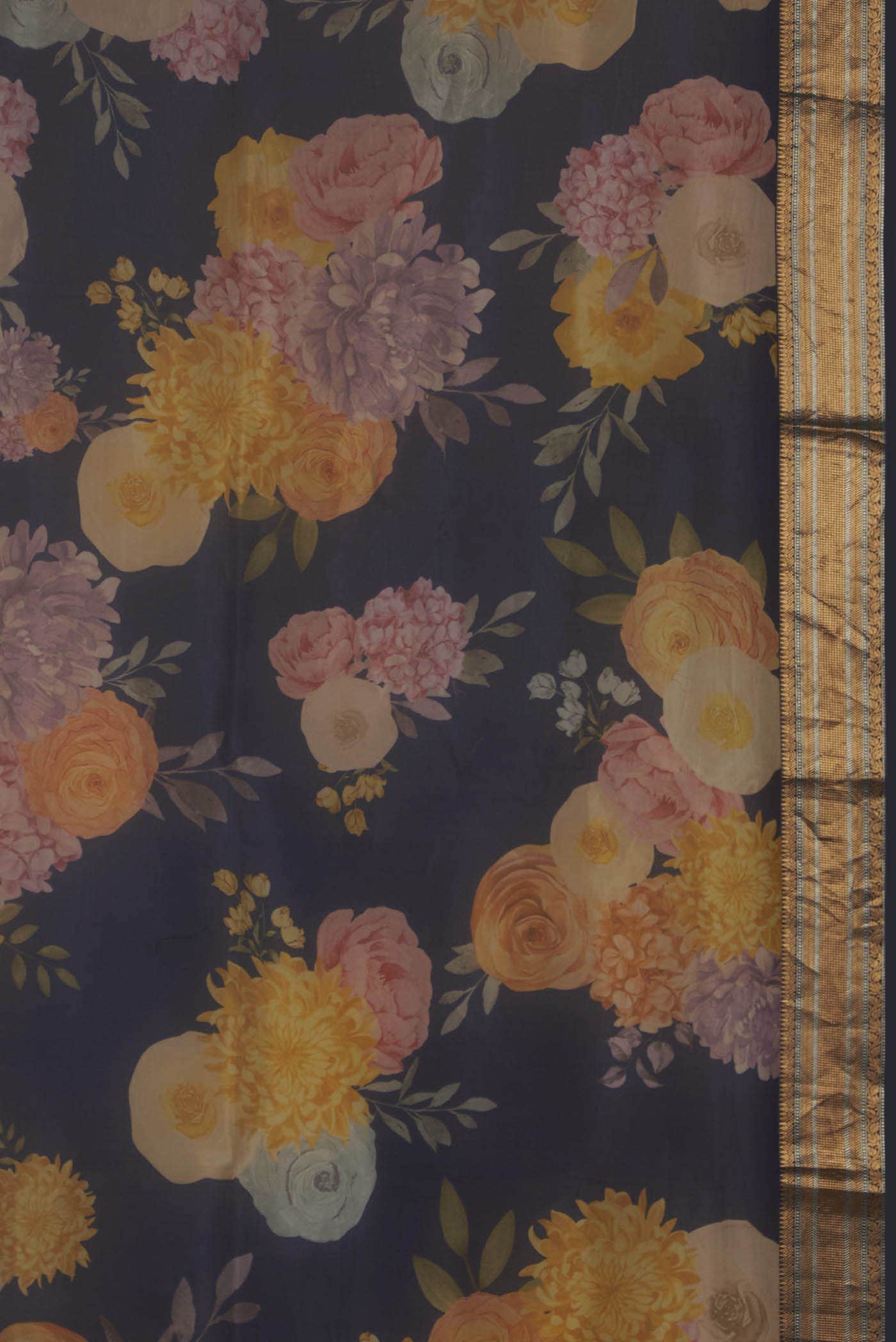Navy Blue Organza Silk Saree
