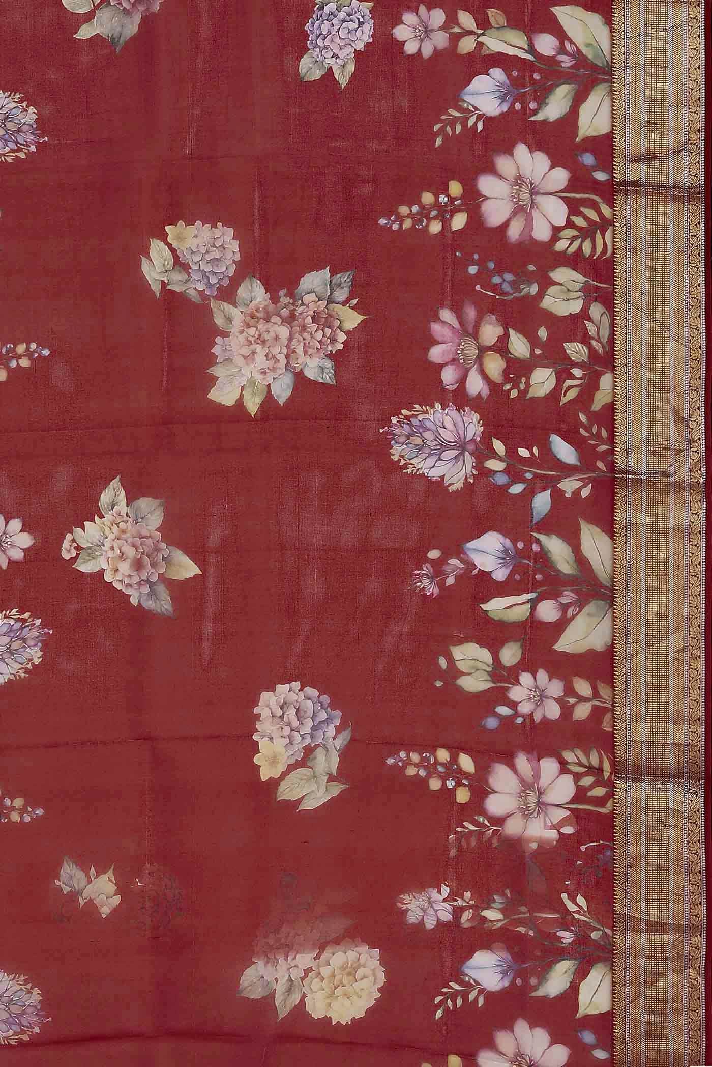 Rust Organza Silk Saree