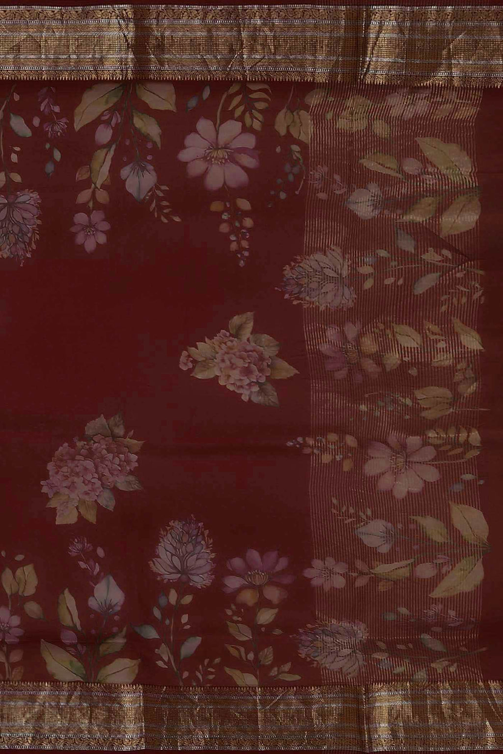 Rust Organza Silk Saree