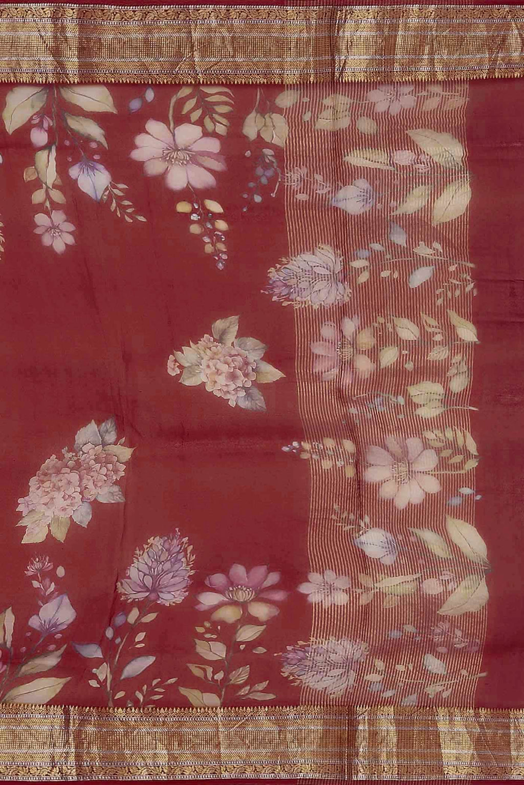 Rust Organza Silk Saree