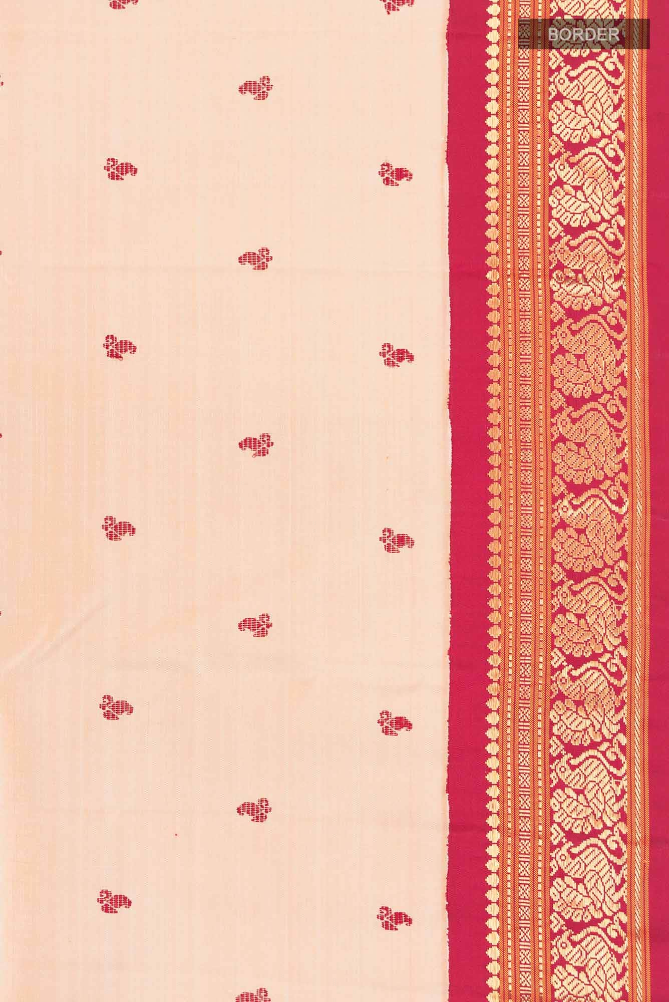 Pure Silk Pure Zari Beige Kanchipuram Saree