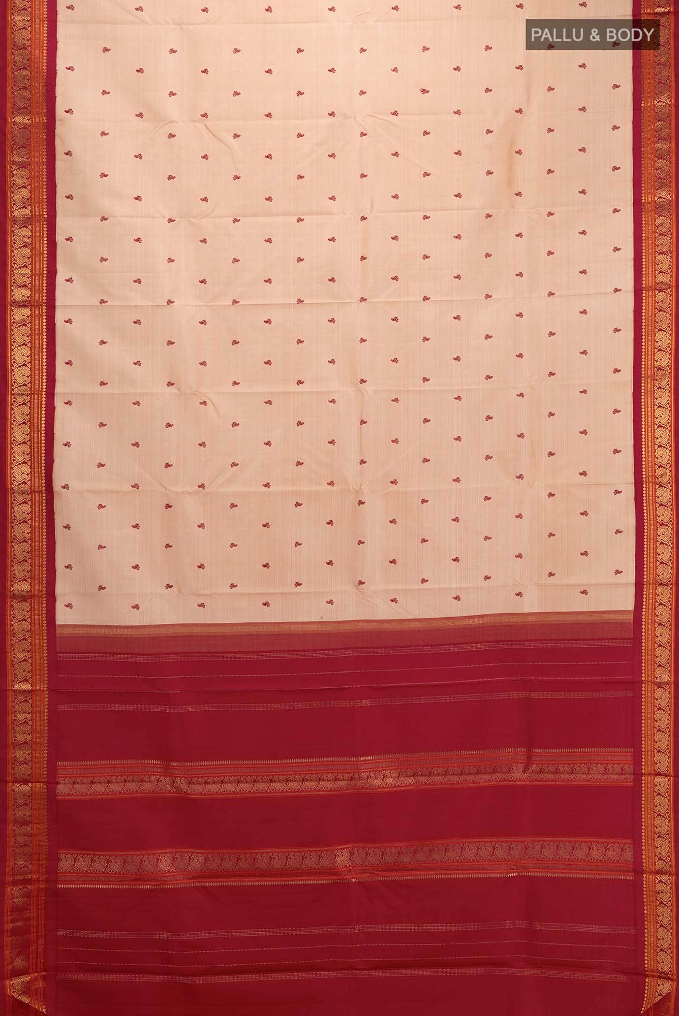 Pure Silk Pure Zari Beige Kanchipuram Saree