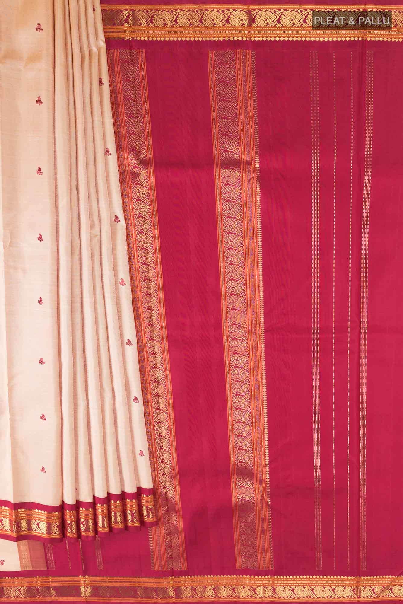 Pure Silk Pure Zari Beige Kanchipuram Saree