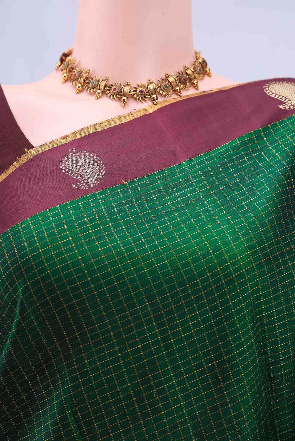 Bottle Green Kanchipuram Silk Saree