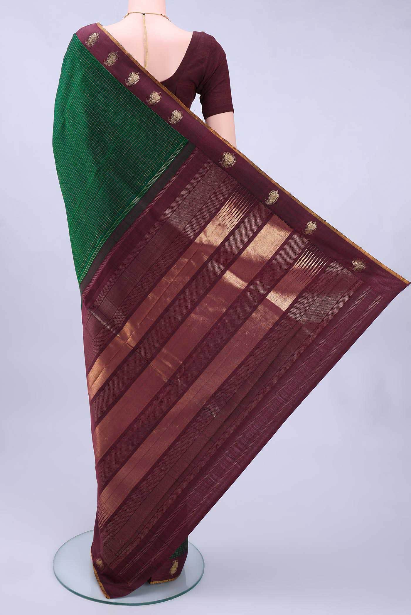 Bottle Green Kanchipuram Silk Saree