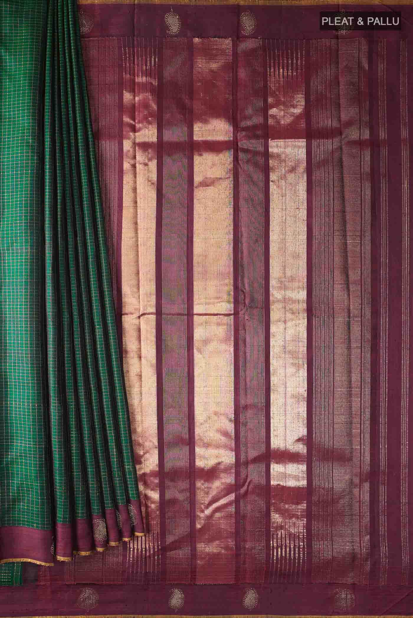 Bottle Green Kanchipuram Silk Saree