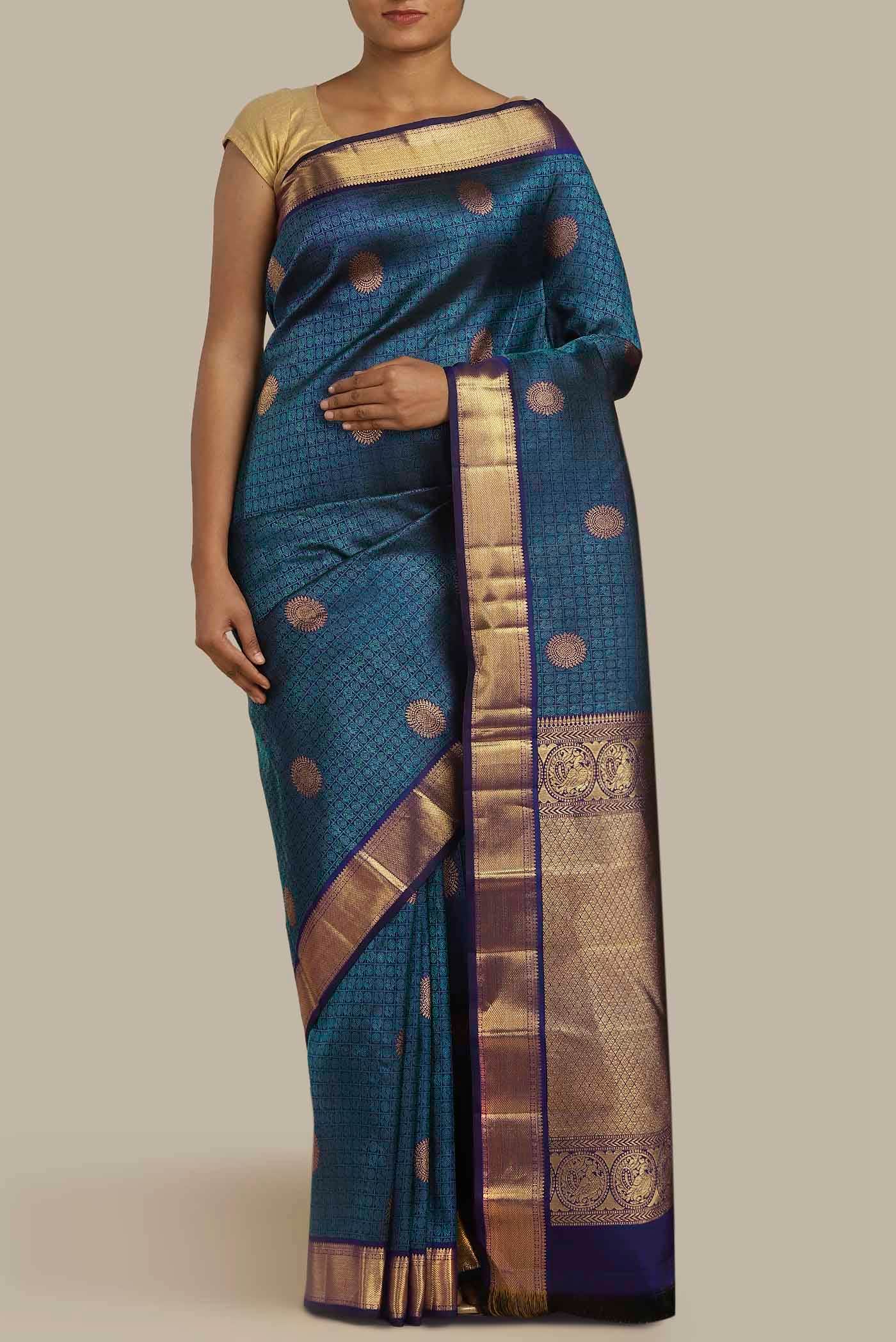 Blue Kanchipuram Silk Saree