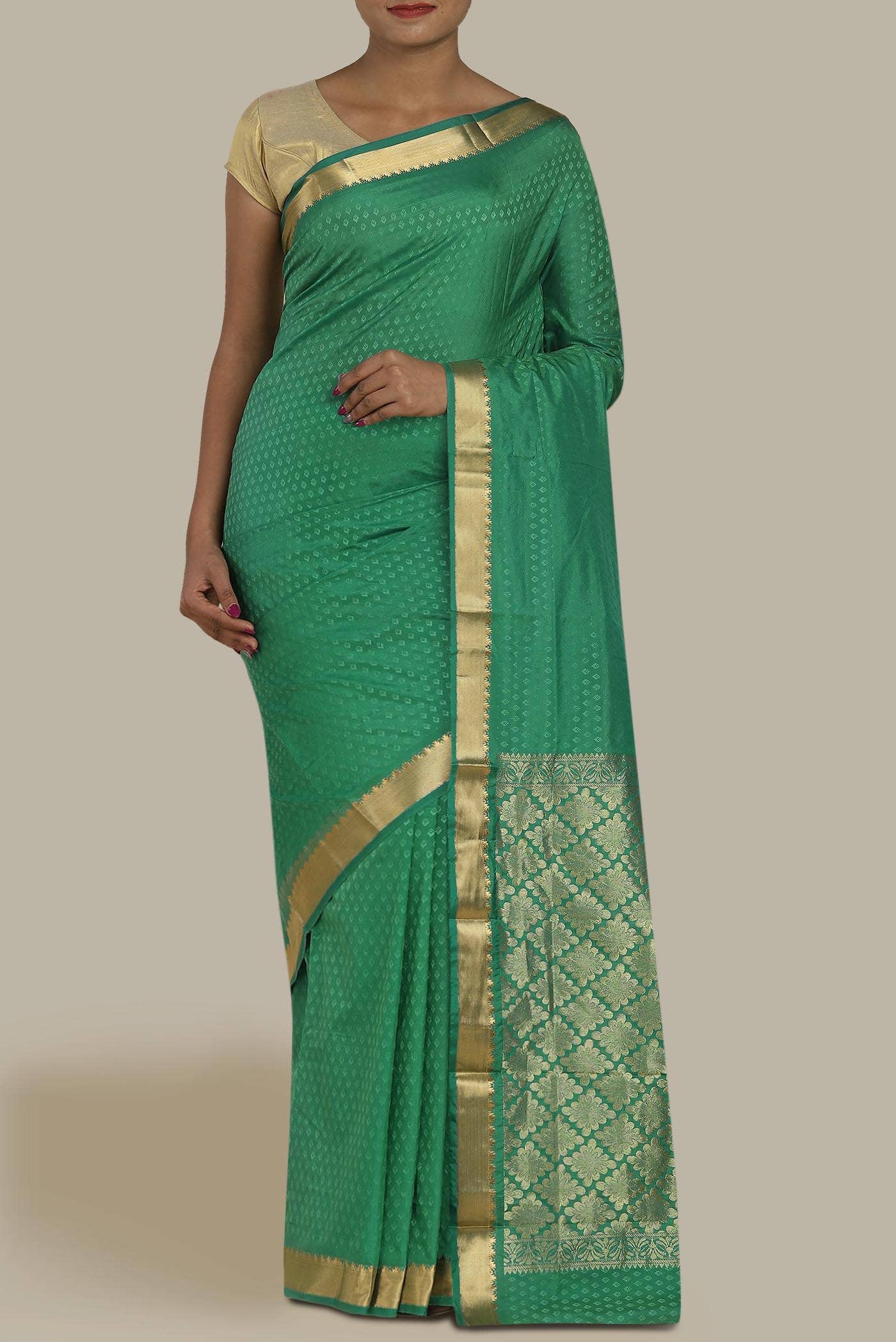 Green Blended Bangalore Silk Saree