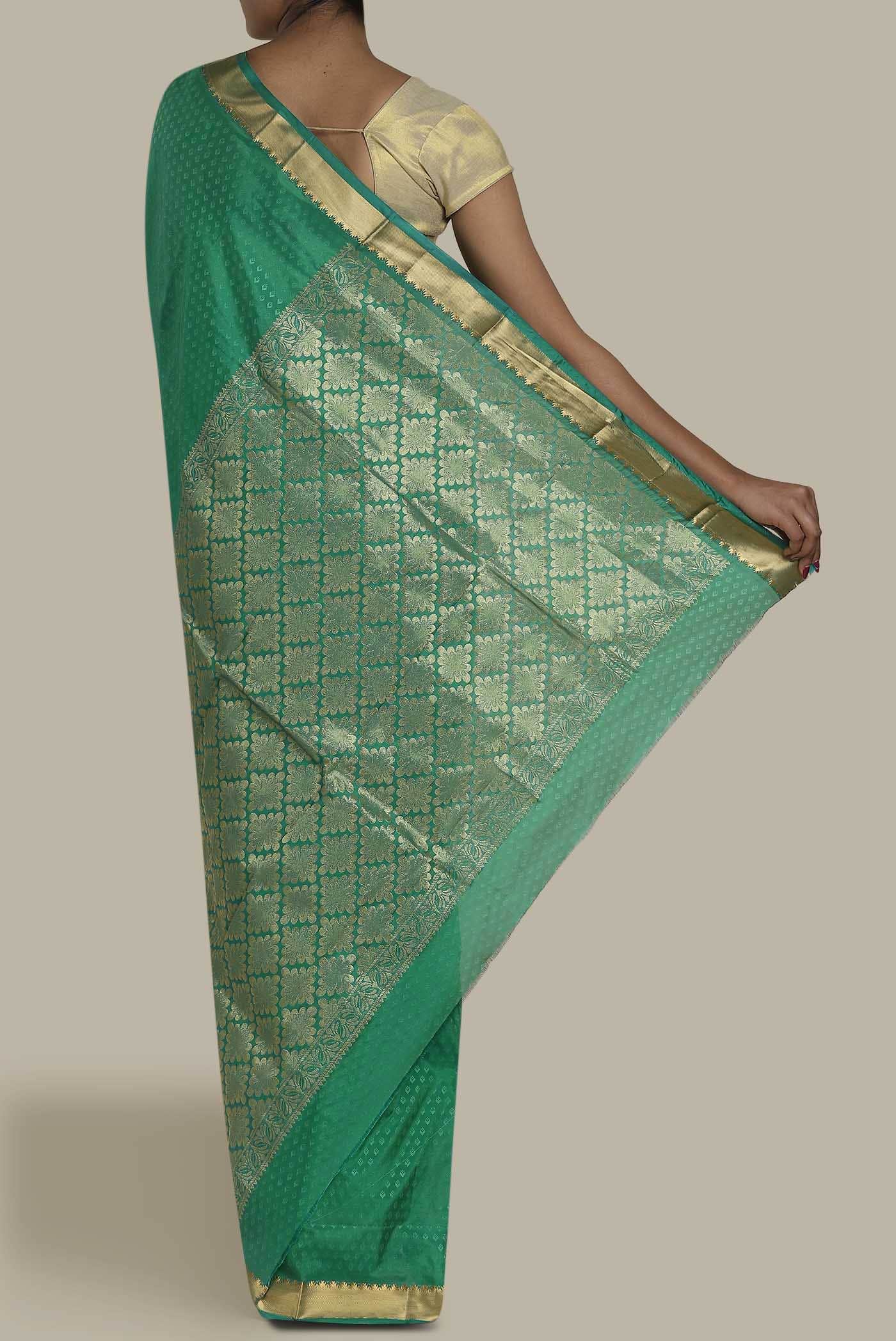 Green Blended Bangalore Silk Saree