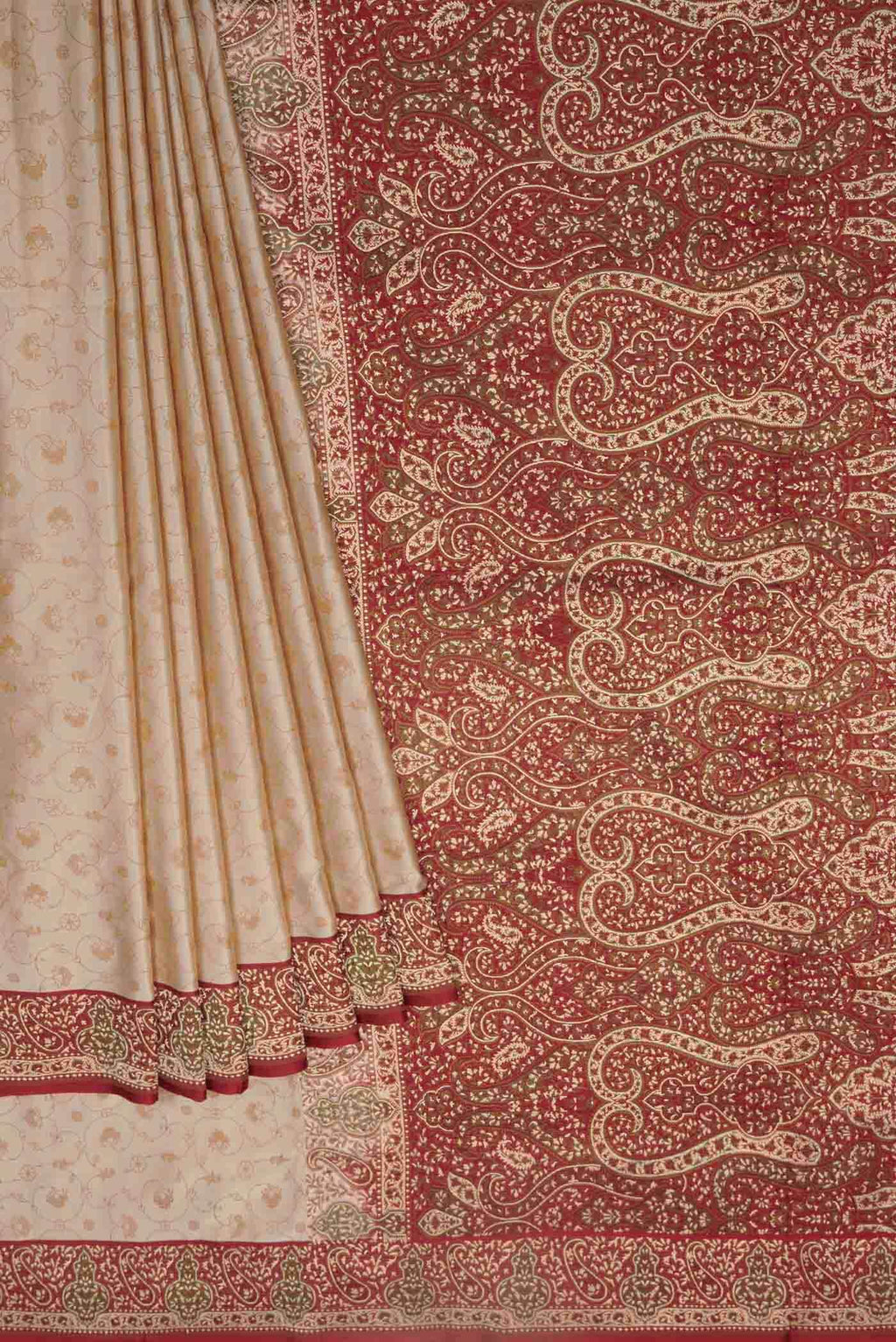Beige Banarasi Silk Saree