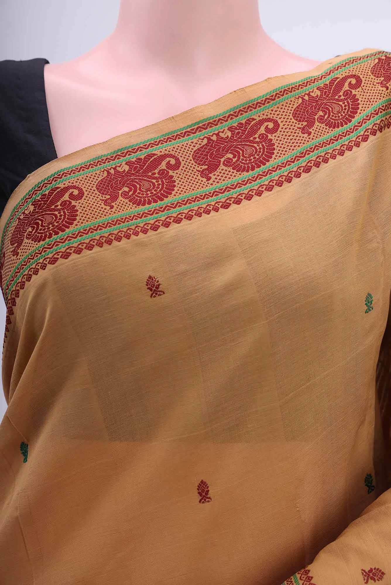 Beige Mangalagiri Cotton Saree
