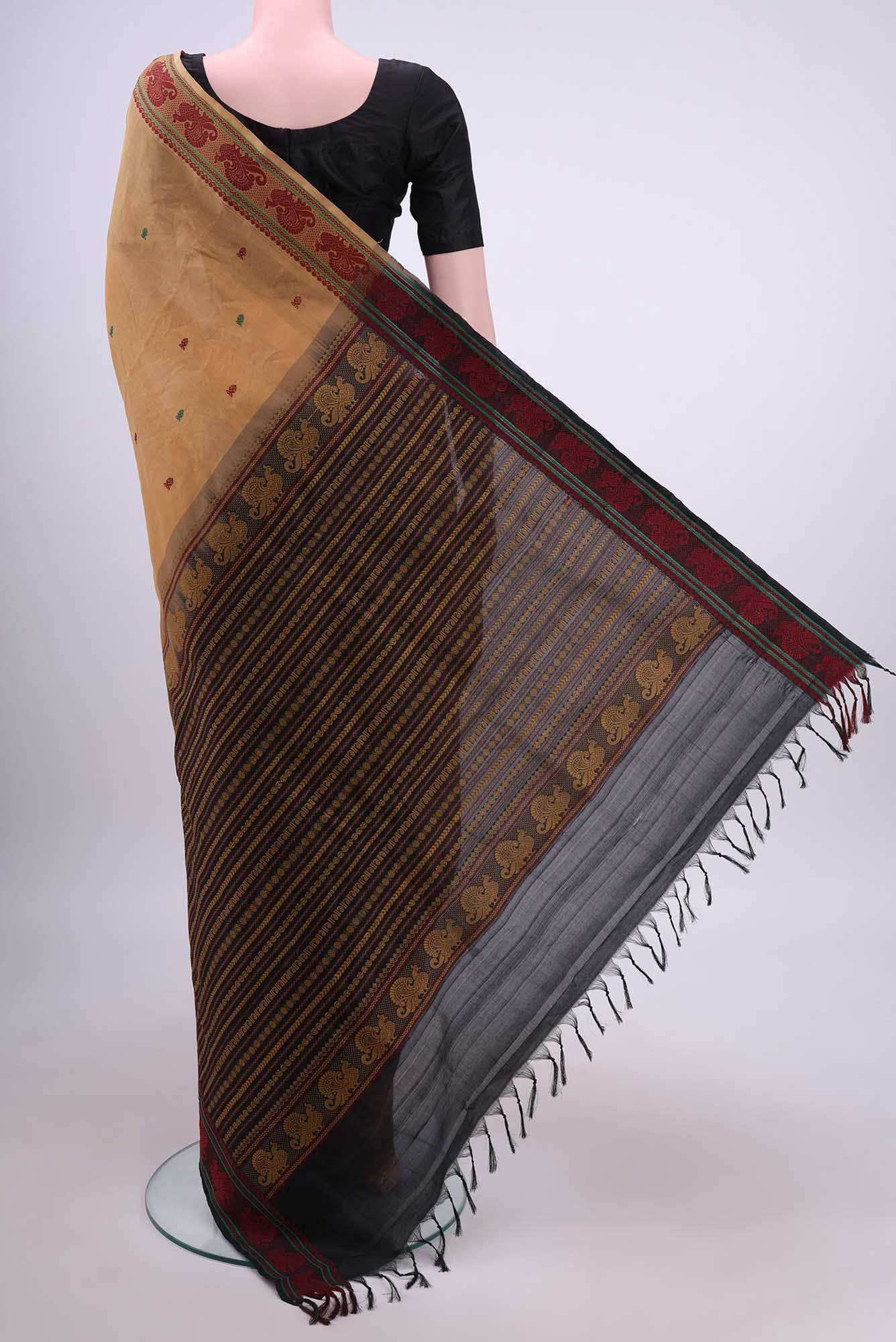 Beige Mangalagiri Cotton Saree