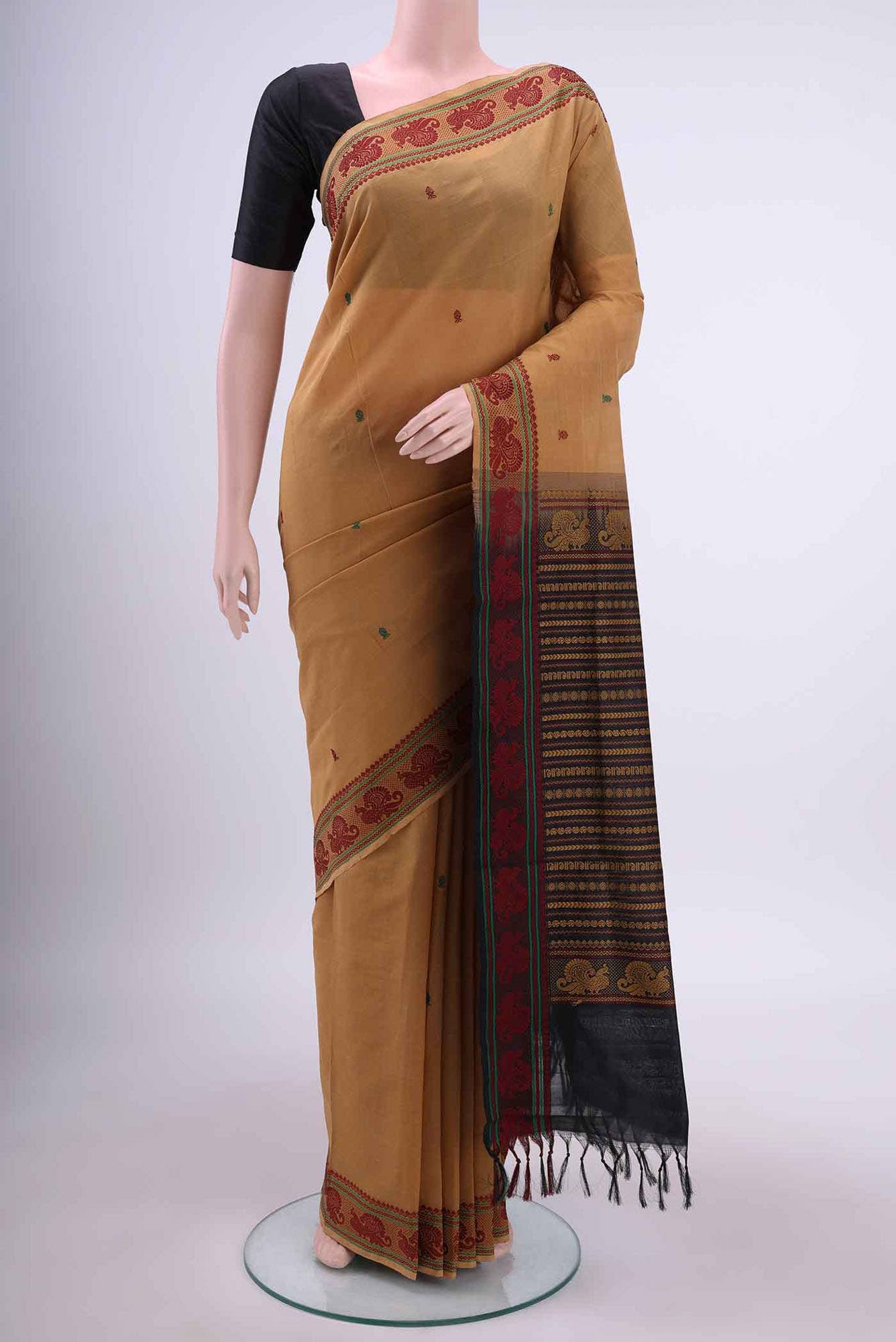 Beige Mangalagiri Cotton Saree