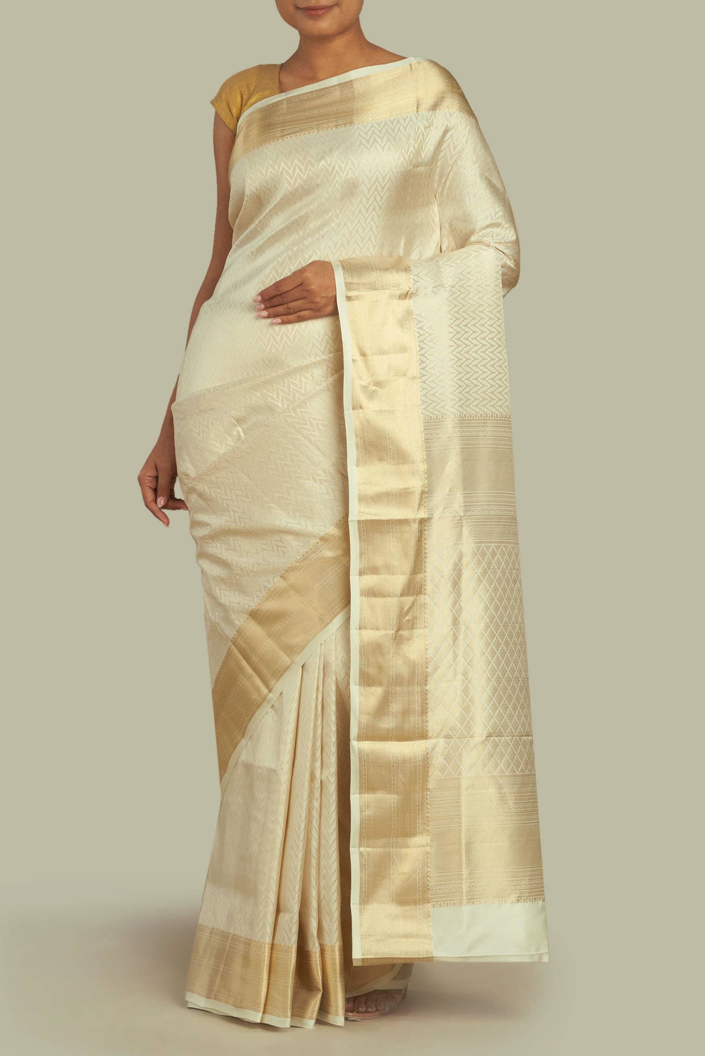 Cream Soft Silk Saree