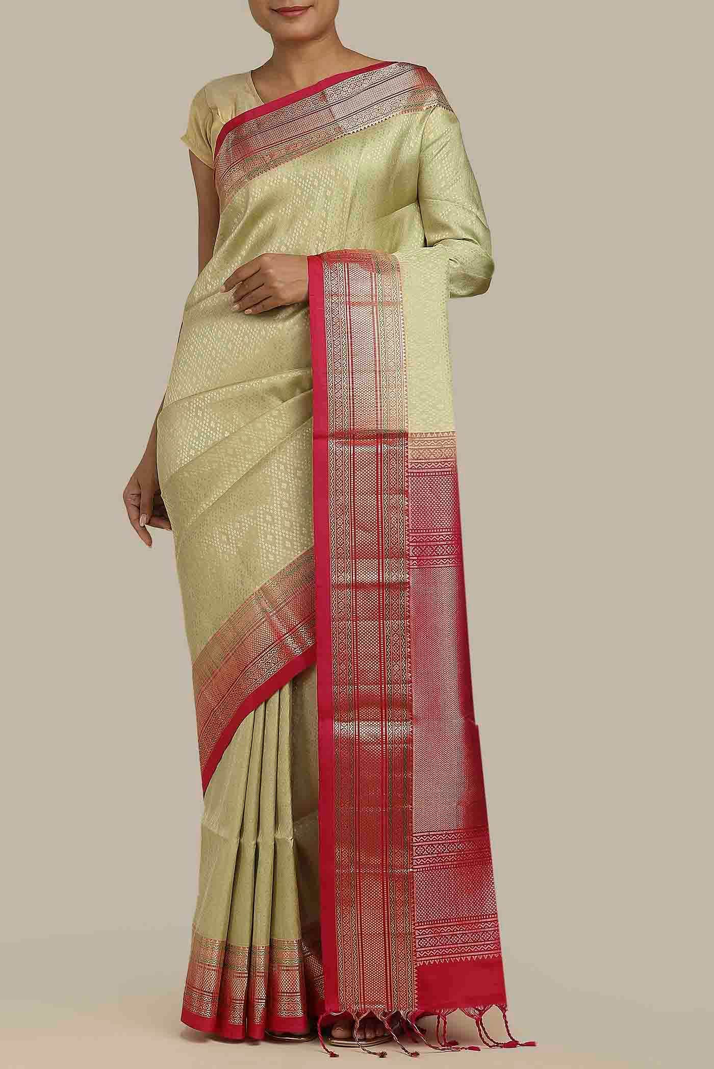 Beige Soft Silk Saree
