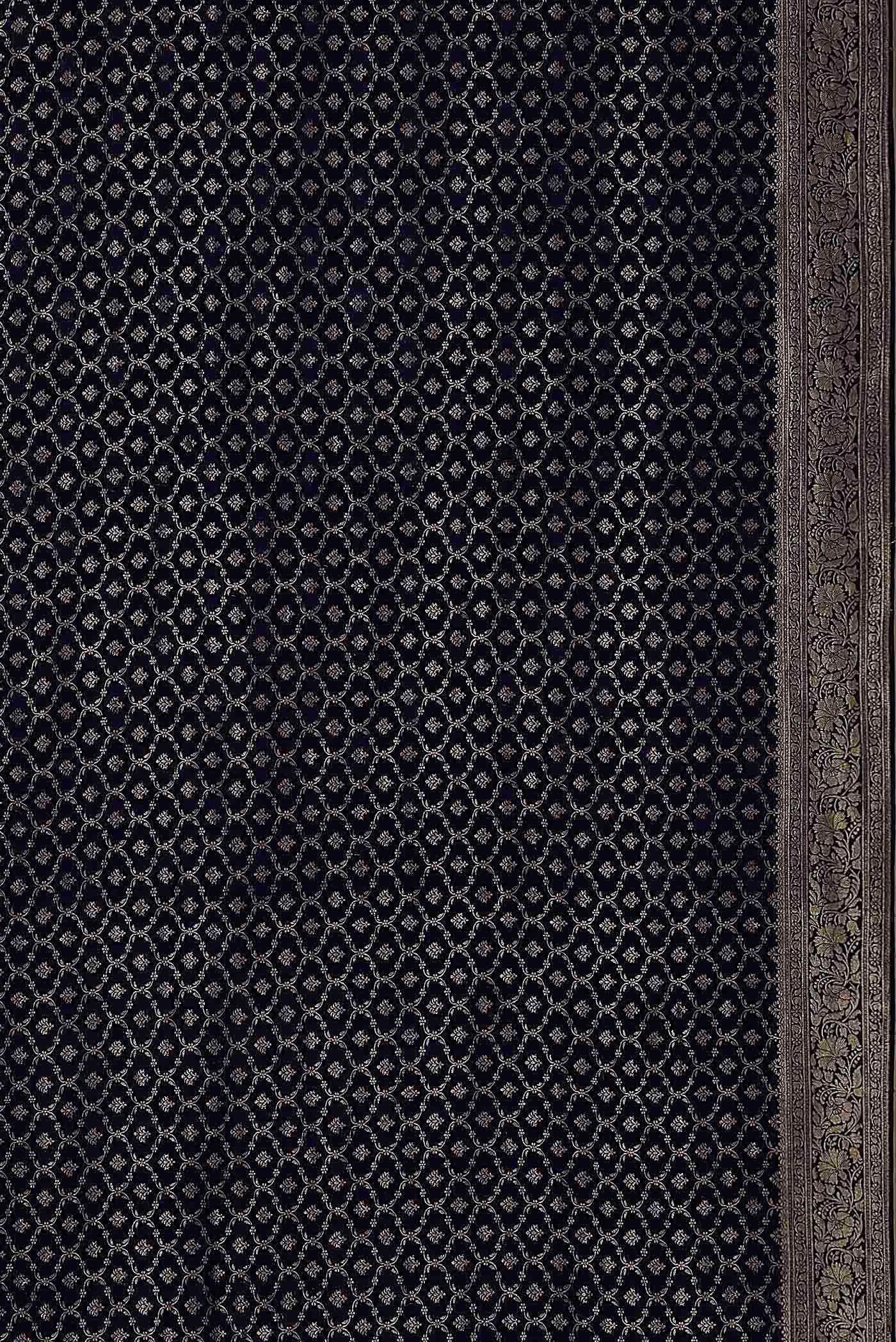 Navy Blue Mysore Crepe Saree