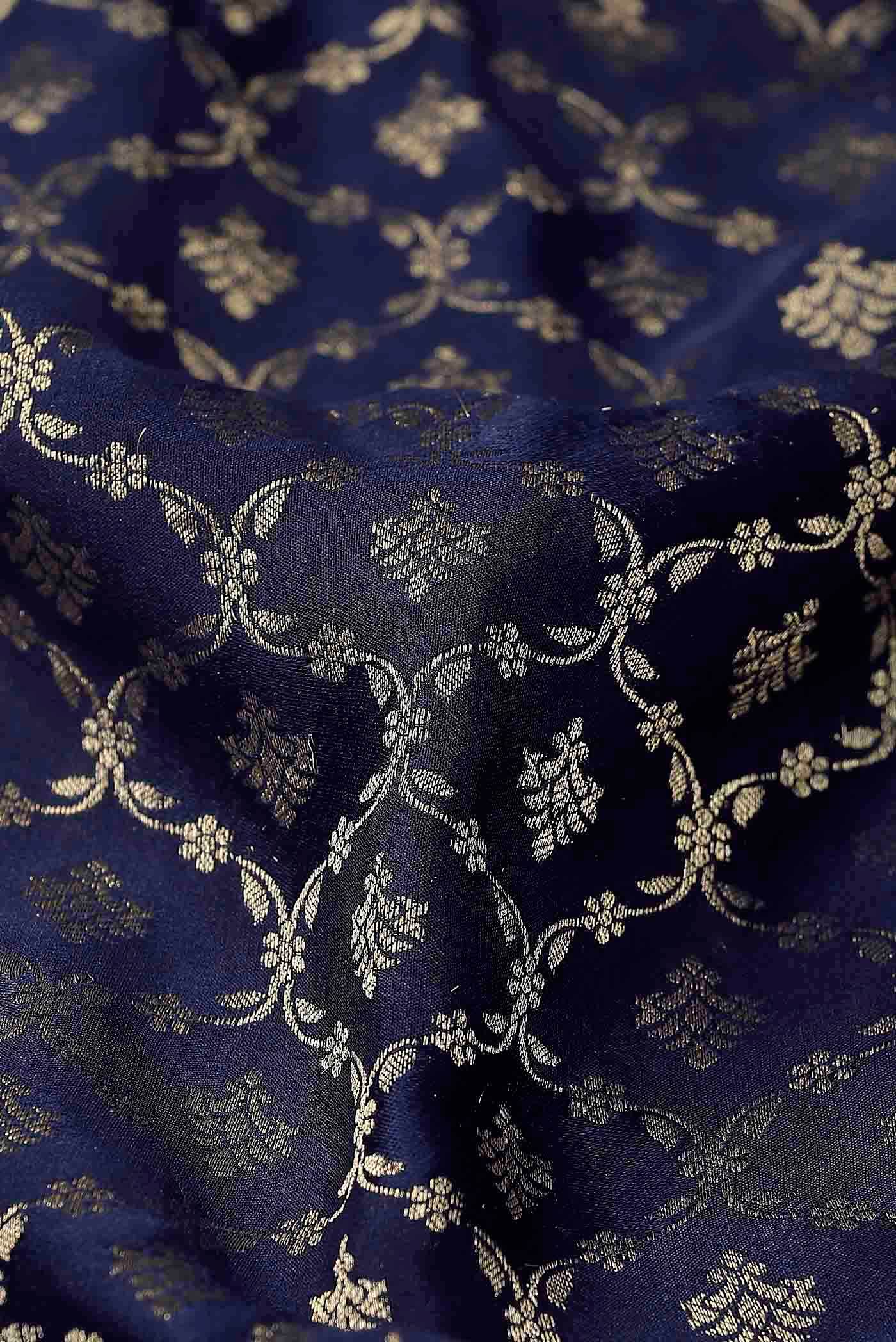 Navy Blue Mysore Crepe Saree