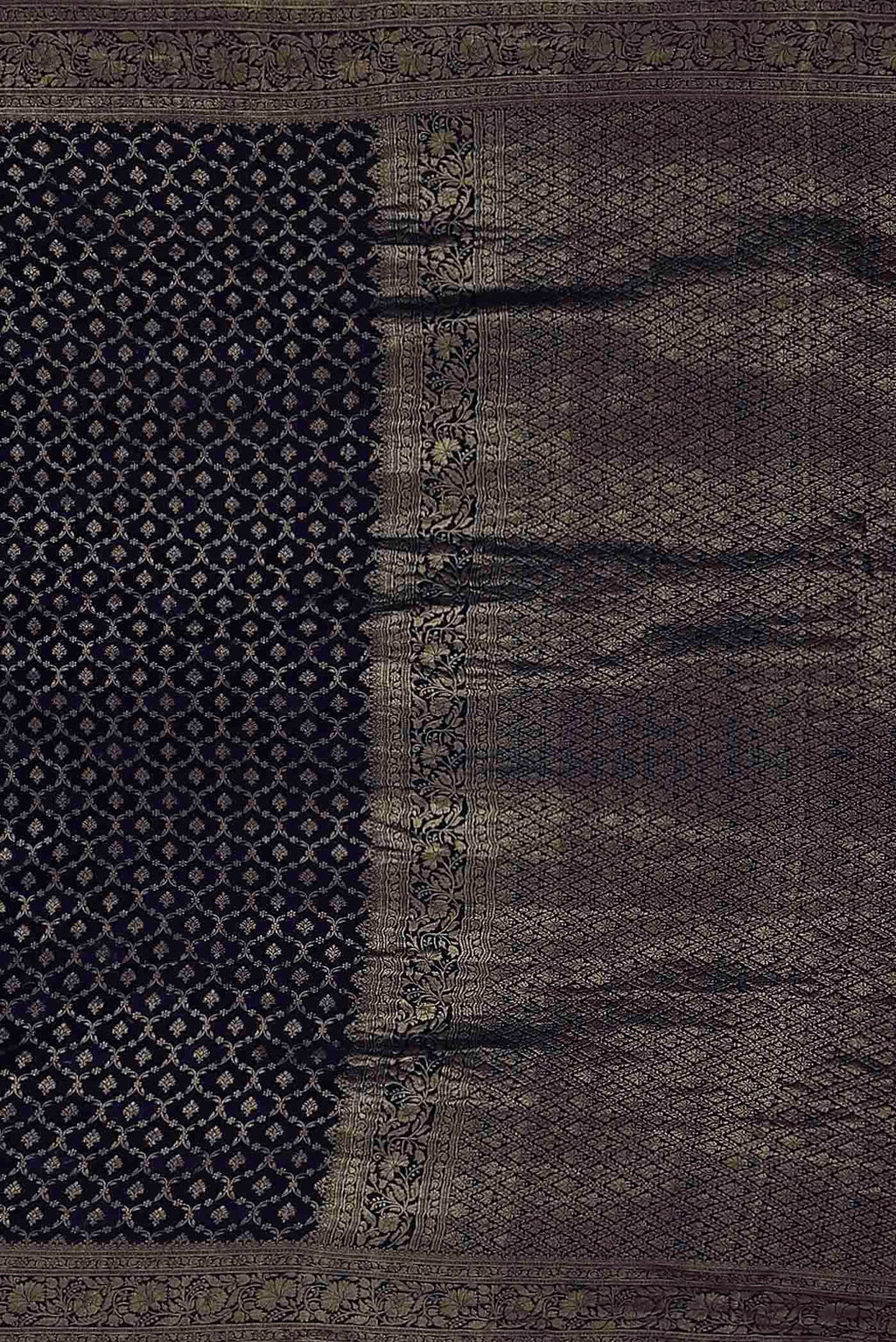 Navy Blue Mysore Crepe Saree